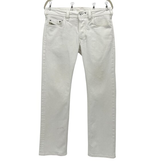 Diesel Mens 31x30 Jeans Yarik B Stretch White Denim Straight Leg - Picture 1 of 12